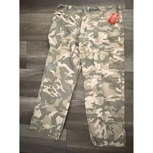 Mossimo Women Camo Cargo Pants Green Tan Straight Leg Cotton Utility Size 17 NWT